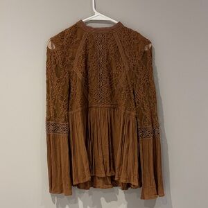 American Eagle Outfitters Brown Lace Top